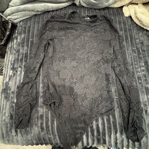 Aqua Black Floral Lace Bodysuit